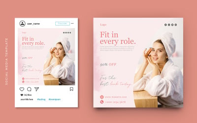 Modello di banner per post sui social media per la promozione di prodotti di bellezza cosmetici