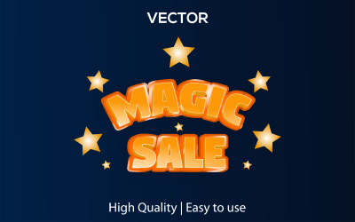 Vendita magica | Vendita di magia 3D | Stile di testo realistico | Effetto testo vettoriale modificabile premium