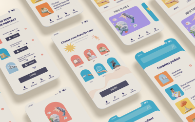 Design de modelo de interface do usuário de podcast