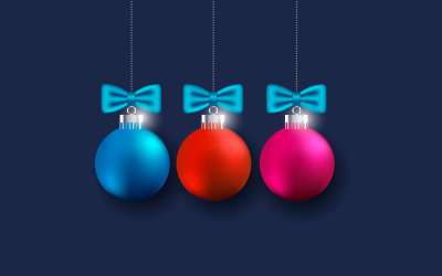 Jul sociala medier inlägg med realistisk jul bollar illustration