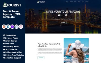 Turisztikai – utazási és utazási iroda HTML-sablonja