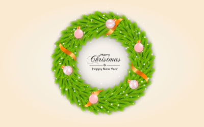 Christmas Wreath With Pine Branch  Christmas Ball  Star And Red Barris Concept