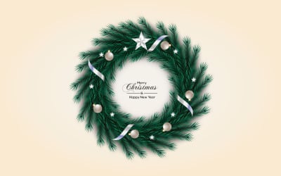 Conjunto de decoración de vectores de corona de Navidad Texto de Navidad para tarjeta de felicitación de Navidad