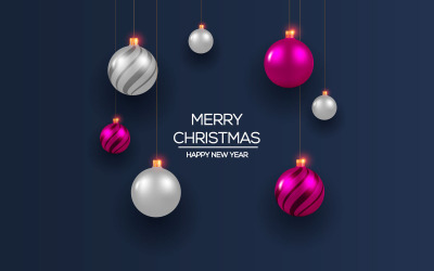 Disegno stabilito di vettore delle palle di Natale. Palla di Natale realistica 3d colorata con stampa natalizia