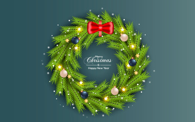 Kerstkrans Vector Decoratie Set Vrolijk Kerstfeest Tekst Voor Vrolijk Kerstfeest