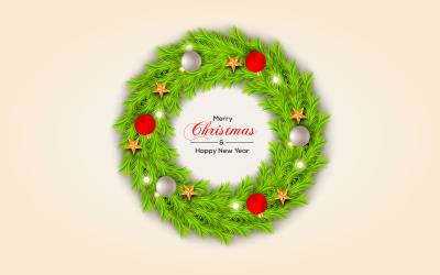 Merry Christmas Wreath With Pine Branch White Christmas Ball Star E Red Barris