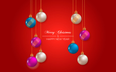 Set di palline di buon Natale. Palle Di Vetro Su Sfondo Scuro