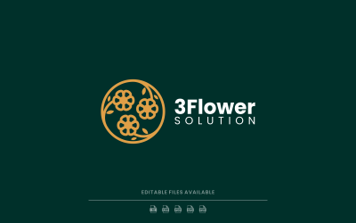 Style de logo d&amp;#39;art de ligne de trois fleurs