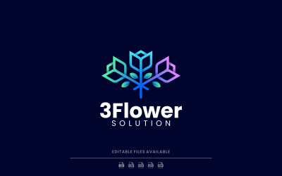 Trzy kwiatowe logo sztuki liniowej