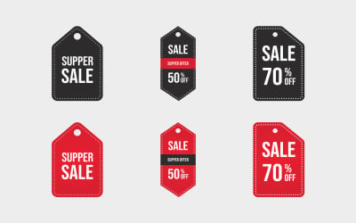 Black and Red Super Sale Tag Vector