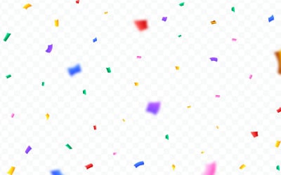 Confetes e fitas de festa multicoloridos