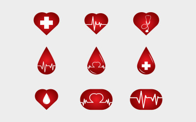 Medyczny czerwony ikona wektor zestaw elementów