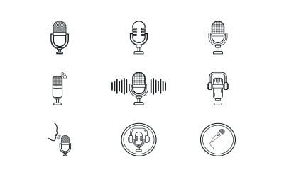 Conjunto de vectores de iconos de micrófono
