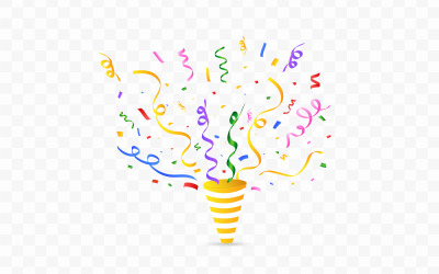 Vector de explosión de confeti y cinta