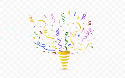 Wektor wybuchu konfetti i wstążki