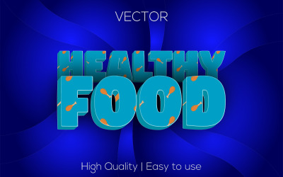 Alimentação Saudável | Comida Saudável 3D | Estilo de texto realista premium | Efeito de Texto Vetorial Editável