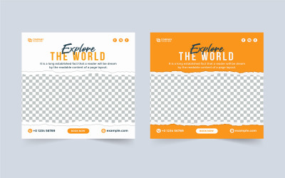 Podróż w mediach społecznościowych Post Design Vector