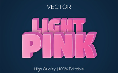 Světle růžová | 3D světle růžová | Prémiový realistický styl textu | Upravitelný vektorový textový efekt