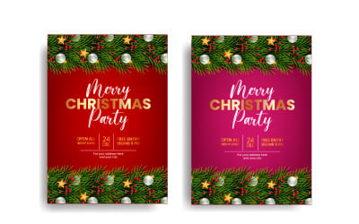 Julfest flygblad eller affischdesign med tallgren och julbal