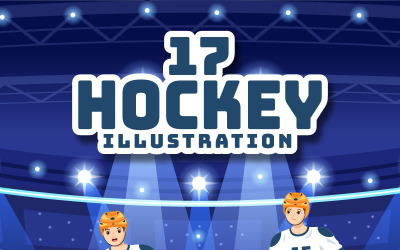17 Illustrazione di sport del giocatore di hockey