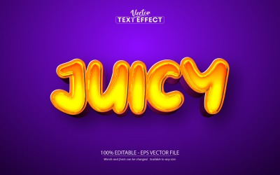 Juicy: efecto de texto editable, estilo de texto de dibujos animados y juegos, ilustración gráfica