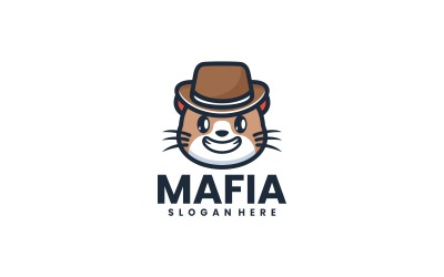 Mafia-Katze-Cartoon-Logo-Stil