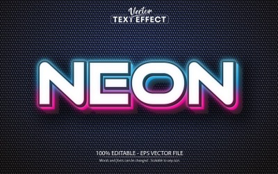 Neon - redigerbar texteffekt, glänsande neonljustextstil, grafikillustration