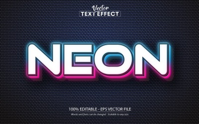 Neon – szerkeszthető szövegeffektus, fényes neonfények szövegstílusa, grafikus illusztráció