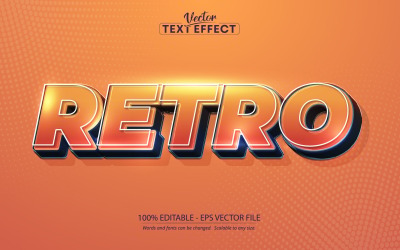 Retro - redigerbar texteffekt, vintage och retro 80-talets 70-talstextstil, grafikillustration