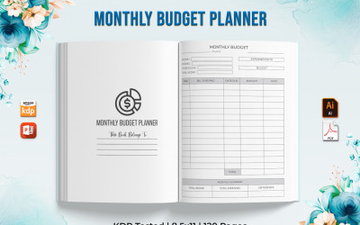 Planificateur de budget mensuel modifiable - KDP Interior V-2