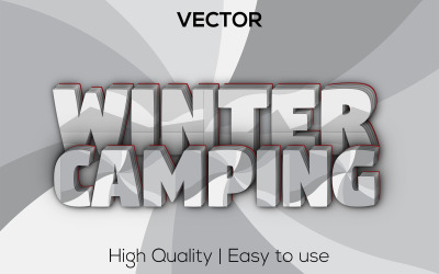Zimní kemp | 3D zimní kempování | Prémiový realistický styl textu | Upravitelný vektorový textový efekt