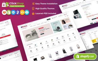 ClickShop - Elektronik ve Pazar Mağazası Shopify OS 2.0 Duyarlı Teması