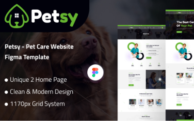 Petsy - шаблон пользовательского интерфейса для зоомагазина Pet Care