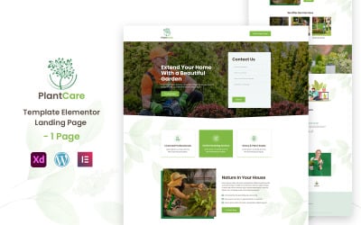 PlantCare - Página de inicio de Elementor de servicios de jardinería paisajista