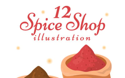 12 香料店和调味品插画