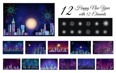 12 frohes neues Jahr mit 12 Elementen