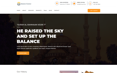 Modello HTML di atterraggio del centro islamico