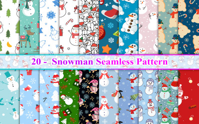 Sneeuwpop naadloos patroon, Kerstmissneeuwman naadloos patroon, Wintersneeuwman naadloos patroon