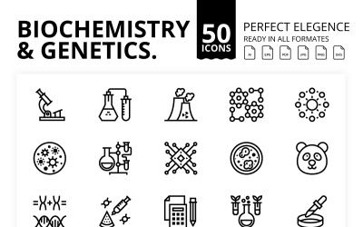 Ícones de esboço de bioquímica e genética