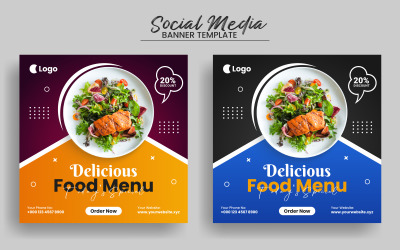 Modèle de bannière de publication de médias sociaux de menu de nourriture délicieuse