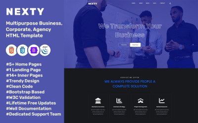 Nexty - многоцелевой бизнес, корпоративный, агентский HTML-шаблон