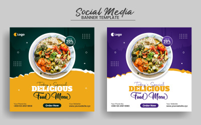 Plantilla de banner de redes sociales de menú de comida