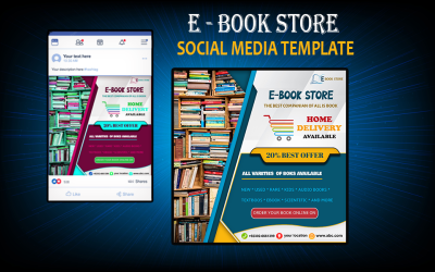 Plantilla gratuita de tienda de libros en línea para promoción en redes sociales