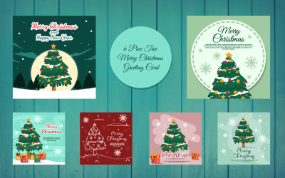 6 Fenyőfa boldog karácsonyi üdvözlőlap