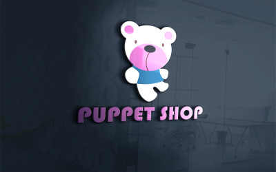 Plantilla de logotipo de tienda de marionetas para tienda de niños y tienda de regalos y tienda de marionetas