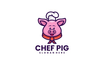 Styl Logo kreskówka świnia szefa kuchni