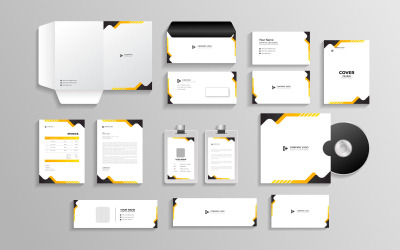 Corporate branding identitet med kontorspapper och objekt Mockup