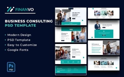 Finanvo — многослойный PSD-шаблон для бизнес-консультаций и финансов