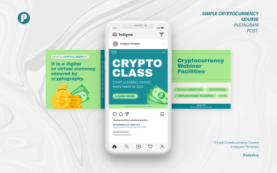 Greeny eenvoudige instagram-post voor cryptocurrency-cursussen