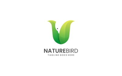 Modelo de logotipo de gradiente de pássaro da natureza 3